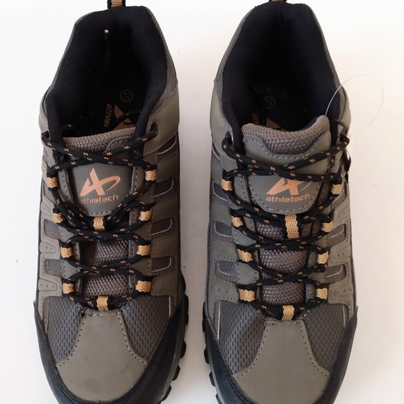 Athletech Gray Black Faux Leather Mesh Lace Up Low Cut Running Sneakers sz 7.5 - Picture 3 of 7
